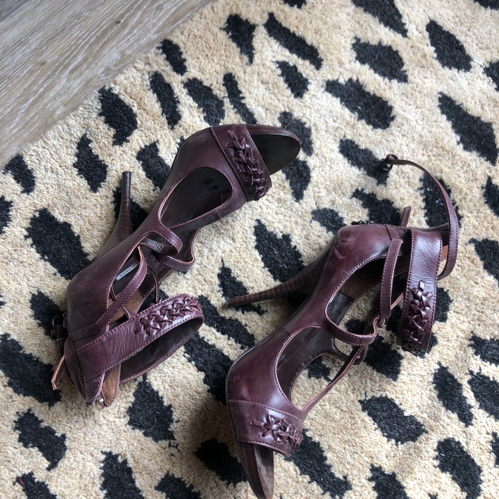 Brown strappy heels